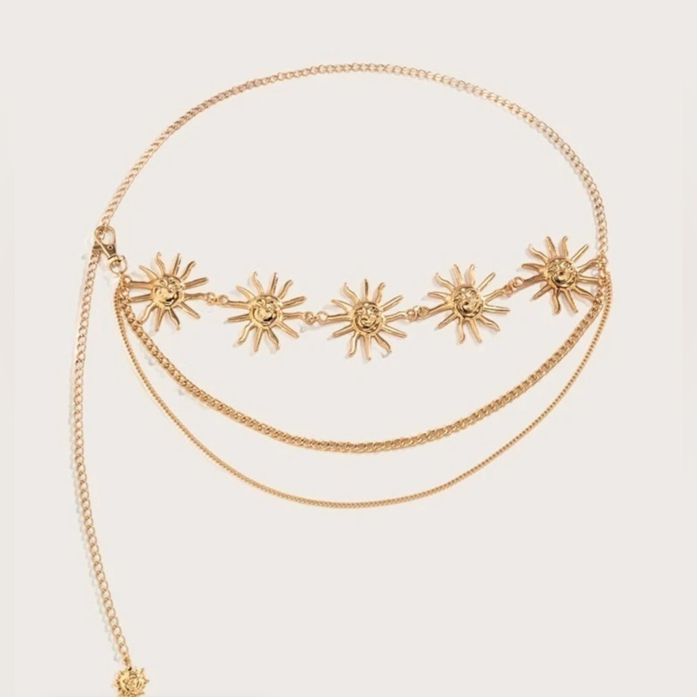 Celestial Sun Multi Layer Chain Statement Belt Me… - image 5